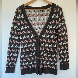 Anthropologie Monogram Scottie Dog Cardigan size Medium